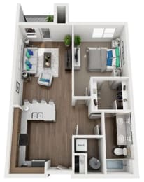 1 bed 1 bath floor plan H at The Villages of Twin Oaks, Missouri, 63021