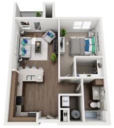 1 bed 1 bath floor plan Kat The Villages of Twin Oaks, Twin Oaks
