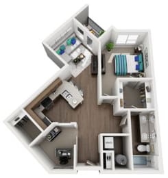 1 bed 1 bath floor plan Lat The Villages of Twin Oaks, Missouri