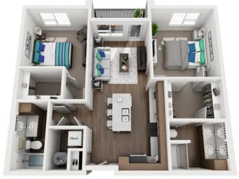 2 bed 2 bath floor plan B at The Villages of Twin Oaks, Twin Oaks, MO, 63021