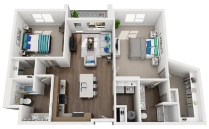 2 bed 2 bath floor plan M at The Villages of Twin Oaks, Twin Oaks