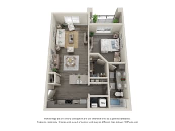 1 bed 1 bath floor plan B at Trinity Woods, Independence, MO, 64015