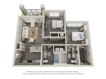 2 bed 2 bath floor plan at Trinity Woods, Independence, 64015
