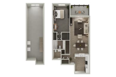 1-Bedroom Floor Plan at Canal Place, Connecticut, 06089