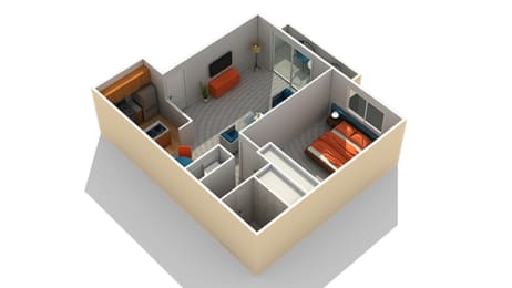 1 Bed 1 Bath Floor Plan at OceanAire Apartment Homes, California, 94044