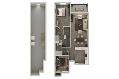 Floorplan for 2 Bedroom & 2 Bath A at Canal Place, Weatogue, CT