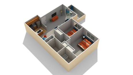 2 Bed 2 Bath Floor Plan at OceanAire Apartment Homes, Pacifica, CA, 94044