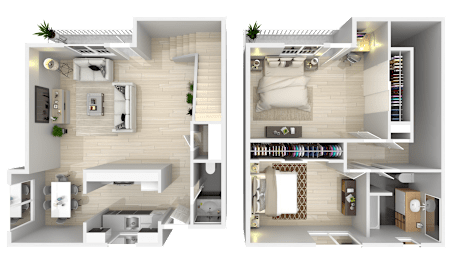 2 bedroom 1.5 bath Townhome at River Lofts Apartments, Tualatin