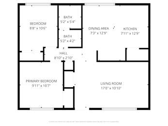 A black and white floor plan of a house with labeled rooms.