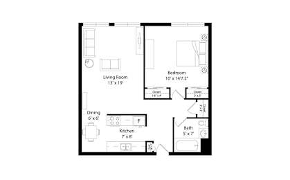 A3 Floorplan at The Venue on Knox Apartments, Minneapolis, MN, 55408