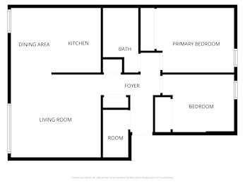 A black and white floor plan of a house with labeled rooms.