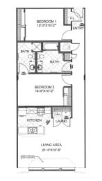 Floorplan - Apline - 2 bed + 2 bath  at Blue Ribbon Lofts, Wisconsin, 53205