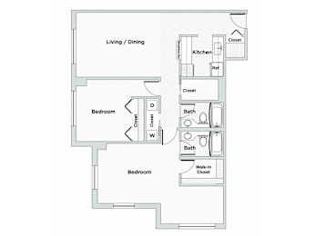 2 Bed 2 Bath Floorplan K at Oak Park City, Oak Park, IL