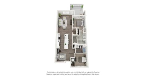 Two Bedroom Floor Plan at Arrive Los Carneros II, Goleta, CA