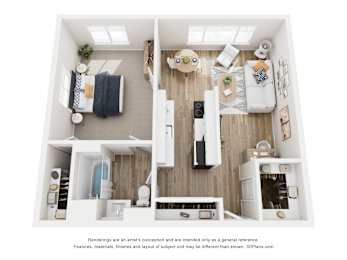 The Cedar Floorplans 1 bedroom & 1 bath