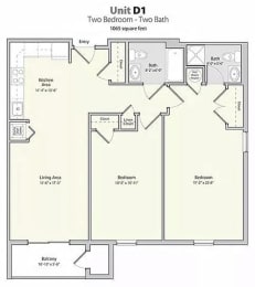 2BedD1 Floor Plan at Lofts at 335, Connecticut, 06615