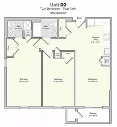 2BedD2 Floor Plan at Lofts at 335, Stratford, CT, 06615