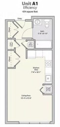 A1 Floor Plan at Lofts at 335, Stratford, CT, 06615