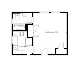 One bed one bathroom floorplan at Forestry Court Apartments, Portland, OR 97210