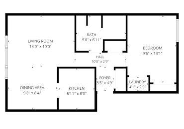 A black and white image of a floor plan for a house.