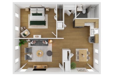 1 bedroom floor planat Fox Hill Commons, Connecticut