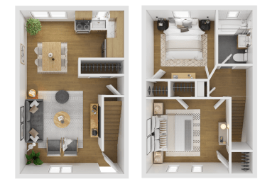 Two bedroom floor plan duplex at Fox Hill Commons, Connecticut, 06066