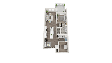 2 bedroom + 2 bath floor plan at Arrive Los Carneros Apartments, California