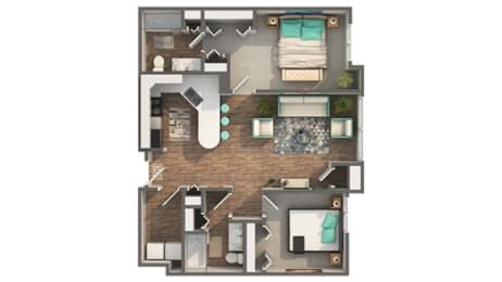 2 bed 2 bath floor plan B at Zen Chaska, Chaska, Minnesota