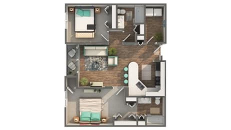 2 bed 2 bath floor plan Dat Zen Chaska, Minnesota