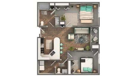 2 bed 1.5 bath floor plan A at Zen Chaska, Minnesota