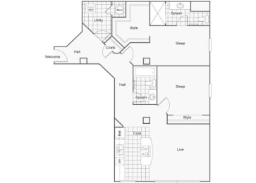 Laurent Floor Plan at ReNew Wichita, Wichita, KS, 67202