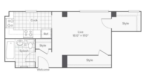 Pine Floor Plan at The Windham Apartments, Washington