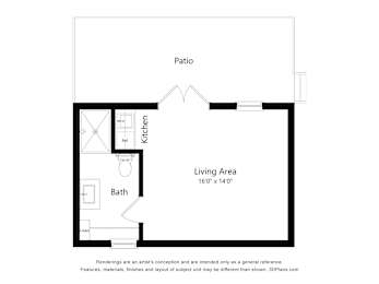 Cabin studio 1 bath C at Salinas Sunset Apartments, Salinas, California