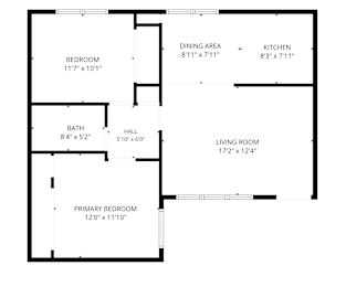 A black and white image of a floor plan for a house.