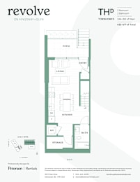 A floor plan for a two bedroom, two bathroom apartment.