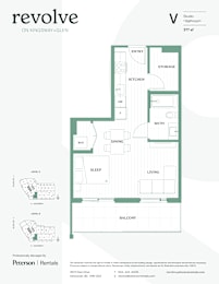 A floor plan for a studio apartment on Kingsway in Vancouver.