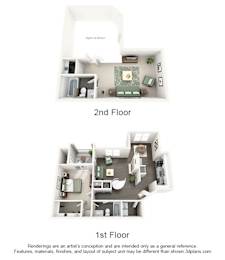 A floor plan rendering of the Winter Mist layout at Seasons at Umstead Raleigh NC