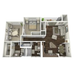 a 3d floor plan of a 269 sq ft apartment