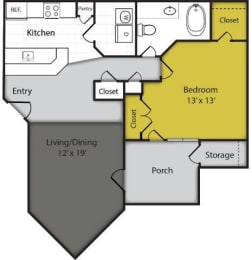 a floor plan of a 2-bedroom apartment home at the eclipse apartments duluth ga