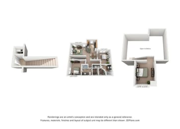  Floor Plan 2 BEDS, 2 BATHS B2C