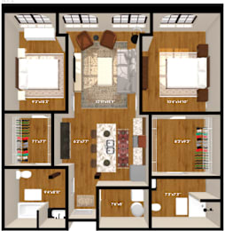 A floor plan of a house with labeled rooms and dimensions.