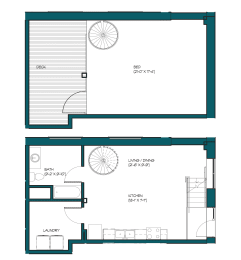 Floor Plan  a floor plan of a small house with a bedroom and a living room