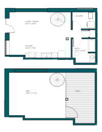Floor Plan  a floor plan of a small house with a bedroom and a living room