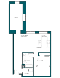 Floor Plan  a floor plan of a residence with a loft and a terrace
