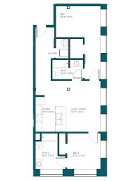 Floor Plan  a floor plan of a residence with a bedroom and a living room and a staircase