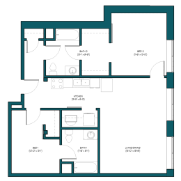 Floor Plan  a floor plan of a residence with a bedroom and a living room