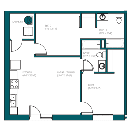Floor Plan  2 Bedroom L
