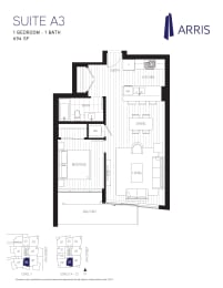  Floor Plan 1 Bedroom Suite A3