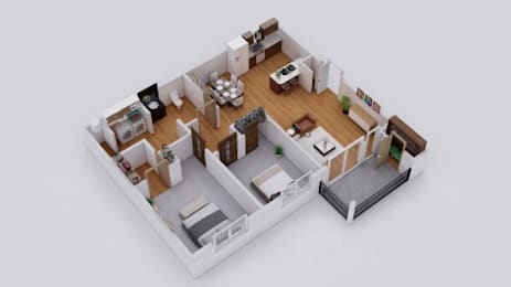 a floor plan of a house with a bedroom and a living room