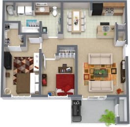  Floor Plan 2 Bed, 1.5 Bath
